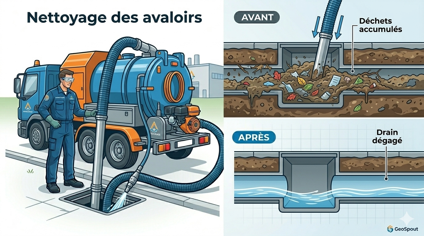 Service débouchage haute pression ALPHA DÉBOUCHAGE — Avant/Après