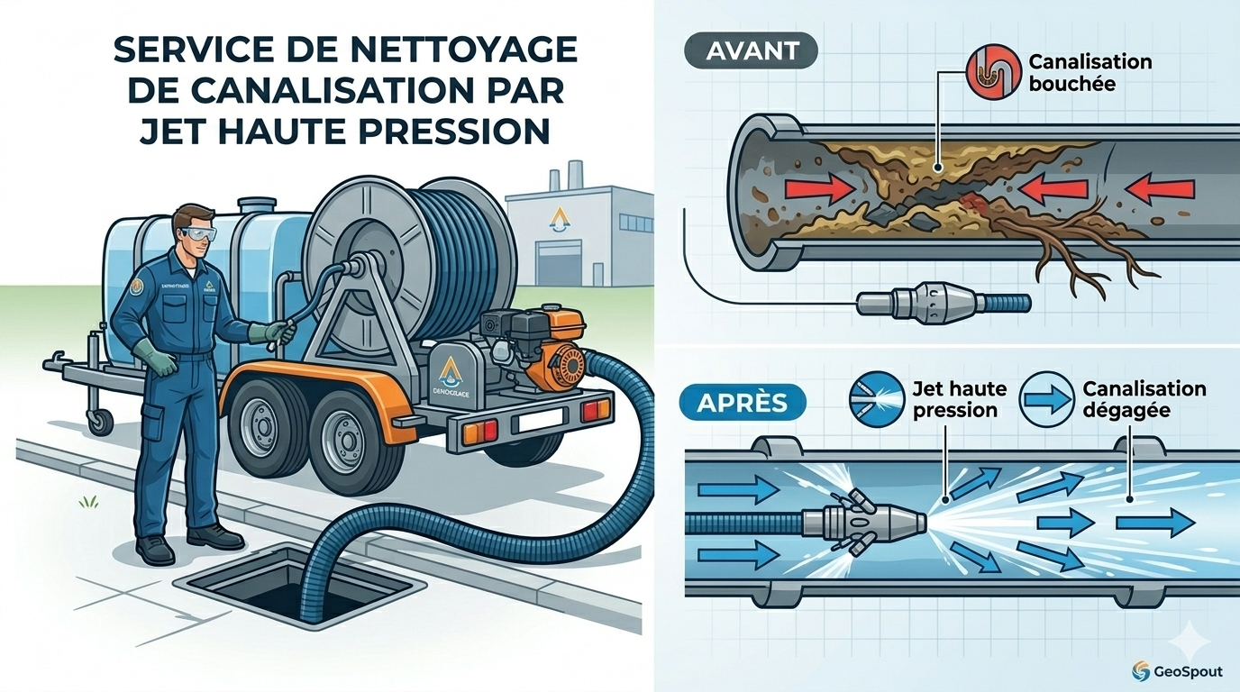 Service nettoyage canalisation ALPHA DÉBOUCHAGE — Avant/Après